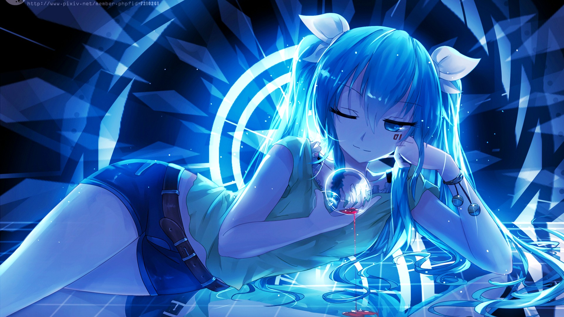 Blue Eyes Hatsune Miku Vocaloid Water On Glass Hd Wallpapers