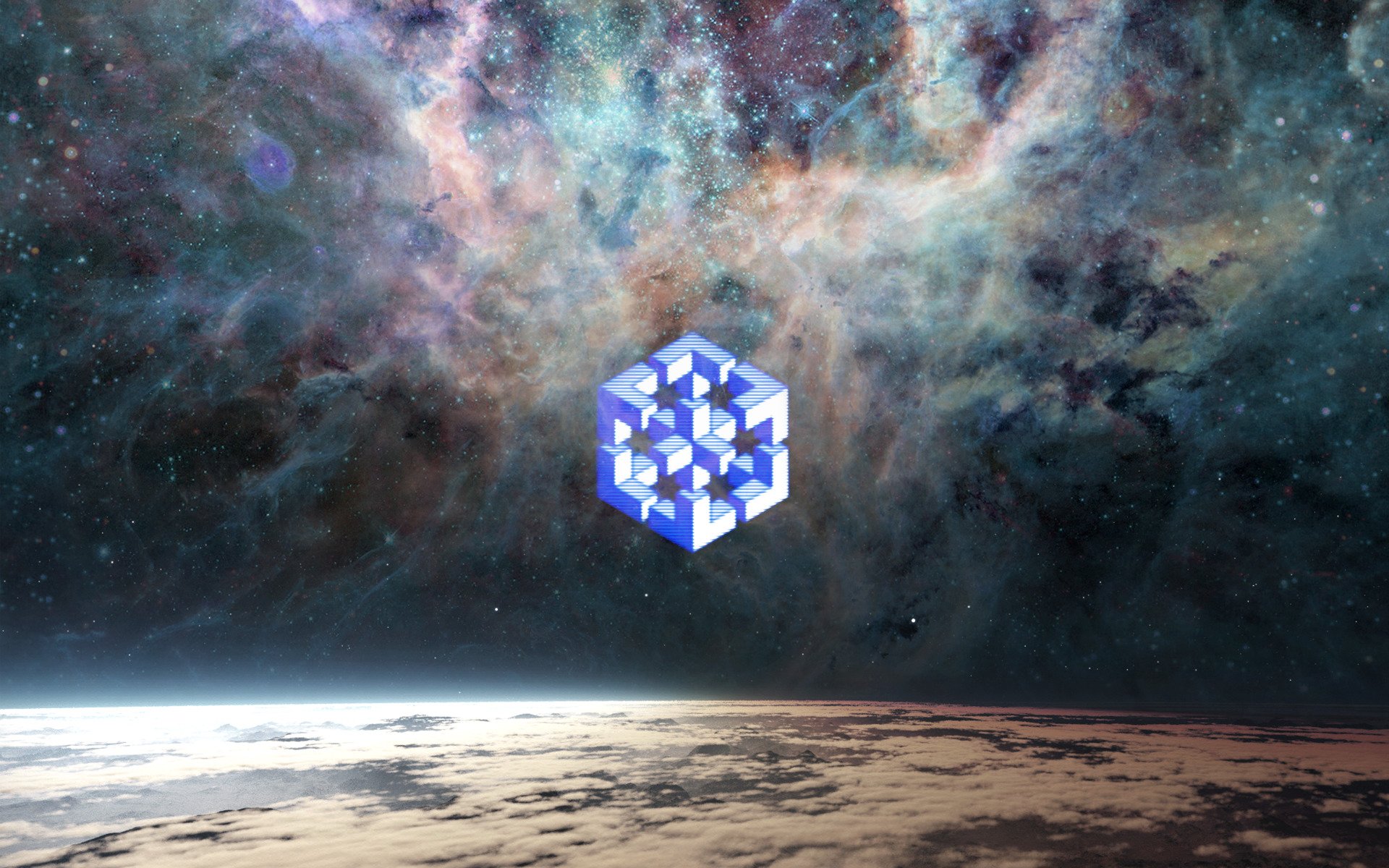 space, Nebula, Planet, Logo, Optical Illusion Wallpaper