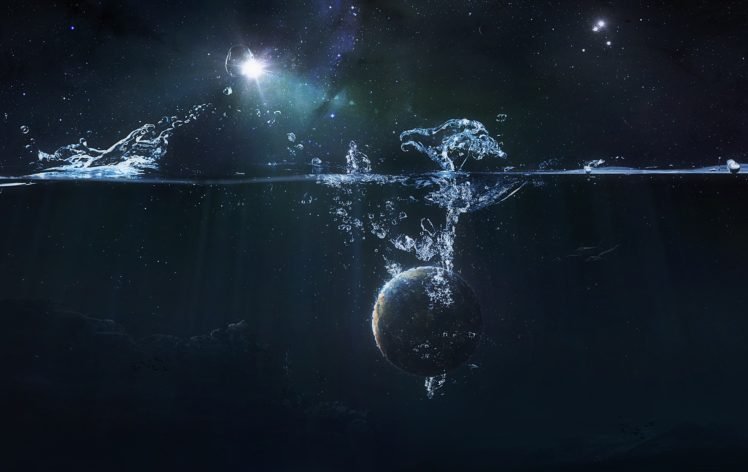 planet, Space Art, Splashes, Stars, Split View, Space HD Wallpaper Desktop Background