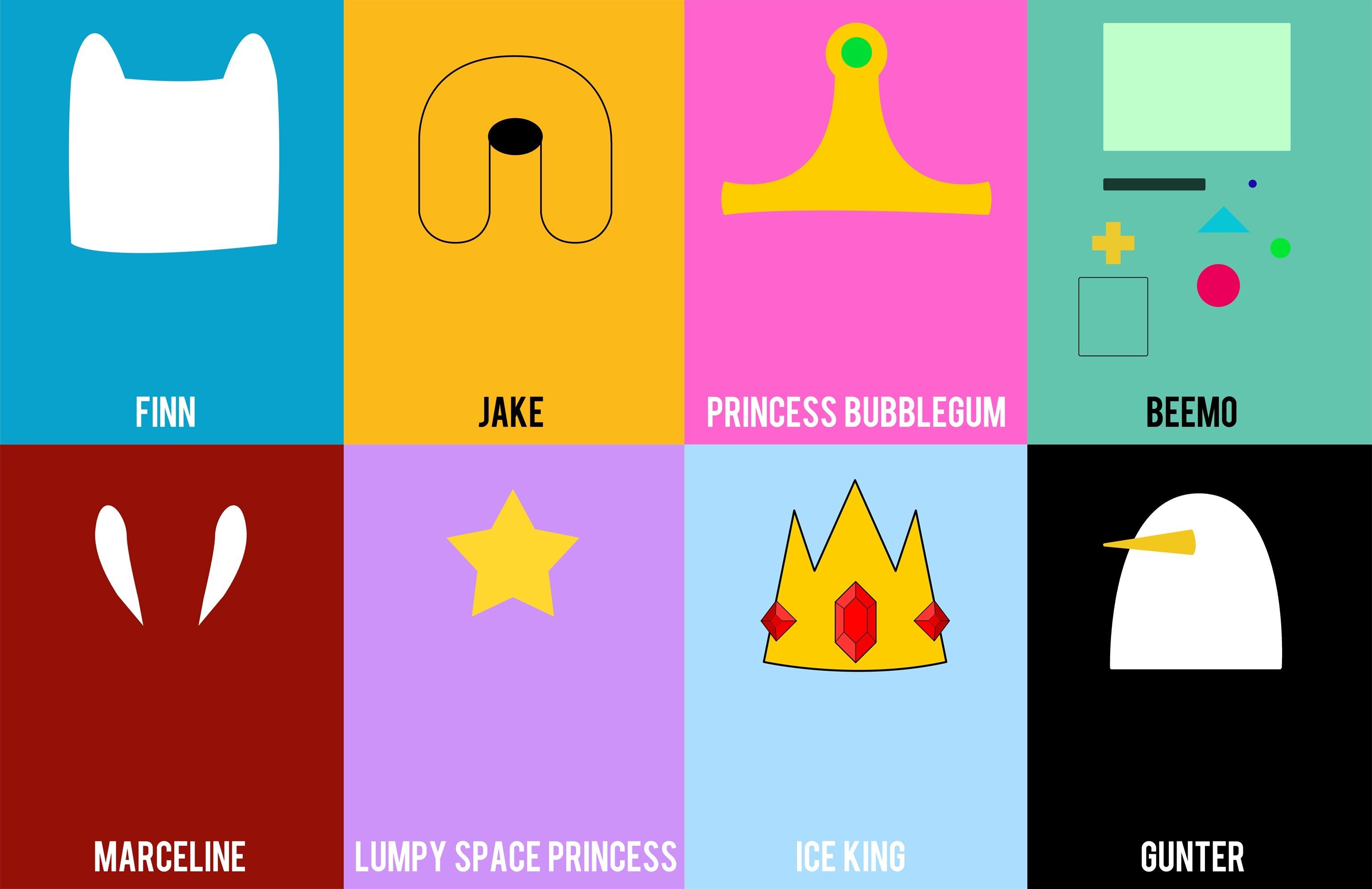 Adventure Time, Finn The Human, Jake The Dog, Princess Bubblegum, BMO, Marceline The Vampire Queen, Lumpy Space Princess, Ice King, Gunter Wallpaper