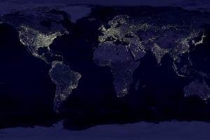 map, World, Lights, Night, Globes, Space