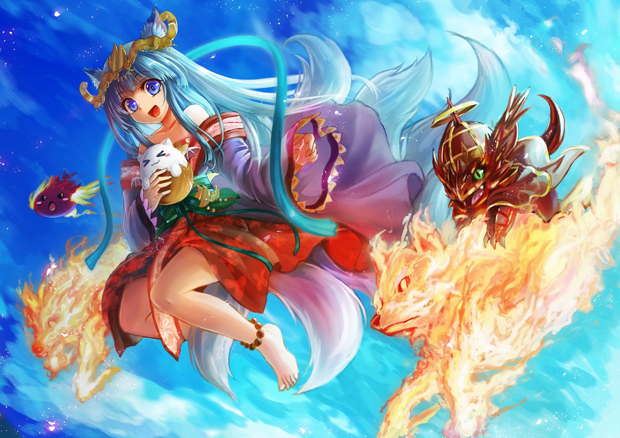 anime girls, Puzzle  Dragons Wallpaper