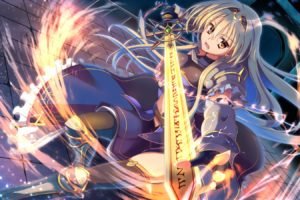 sword, Anime girls, Original characters, Blonde