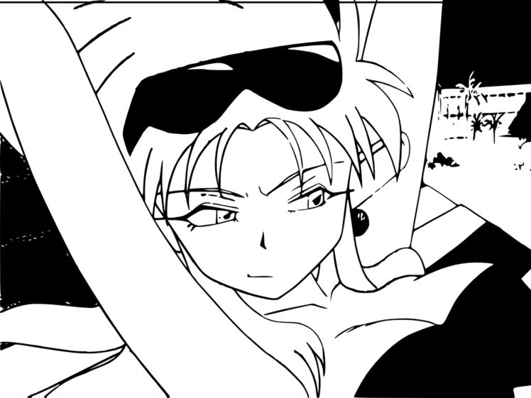 anime, Anime girls, Ryoko Hakubi, Tenchi Muyo!, Monochrome, Sunglasses HD Wallpaper Desktop Background