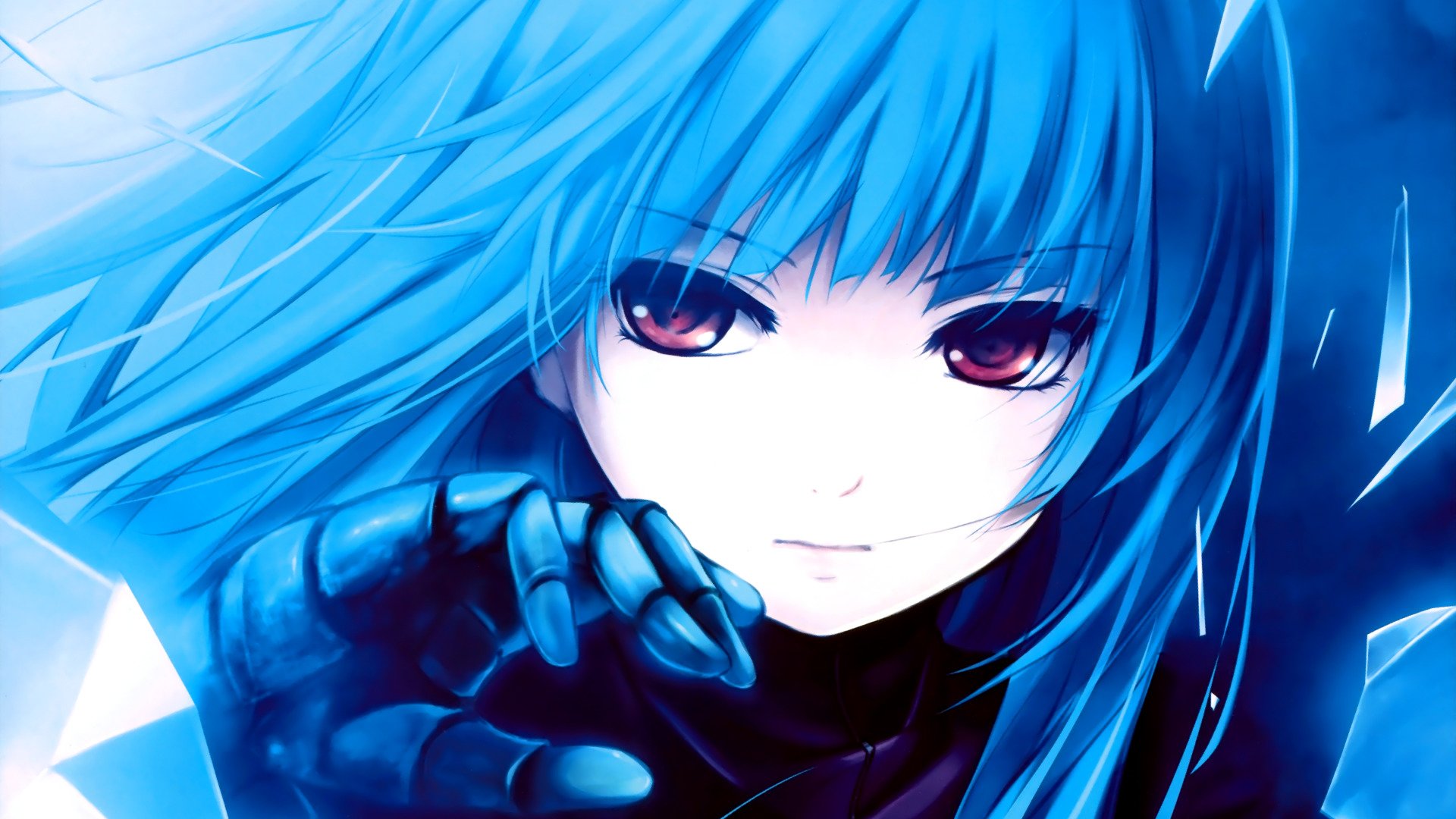 blue hair, Anime Wallpaper