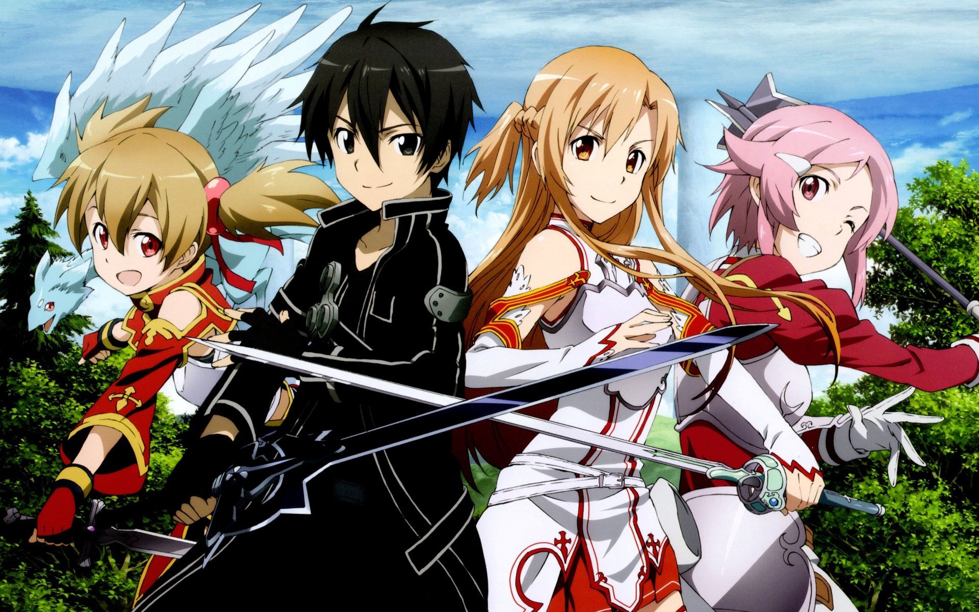 Sword Art Online, Yuuki Asuna, Kirigaya Kazuto, Ayano Keiko, Shinozaki Rika Wallpaper