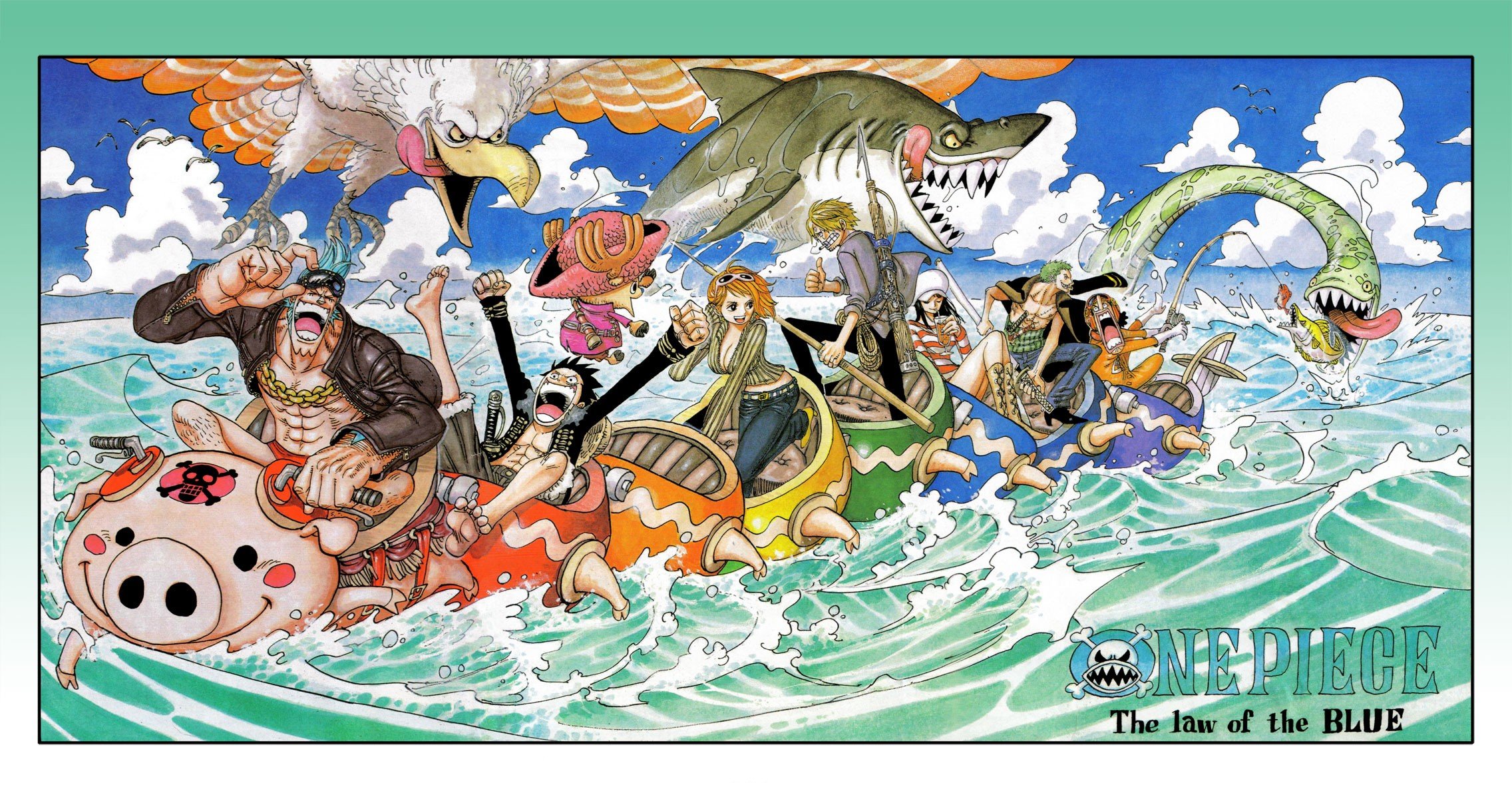 One Piece, Nami, Monkey D. Luffy, Frankie, Tony Tony Chopper, Sanji, Nico Robin, Roronoa Zoro, Usopp, Sea monsters Wallpaper