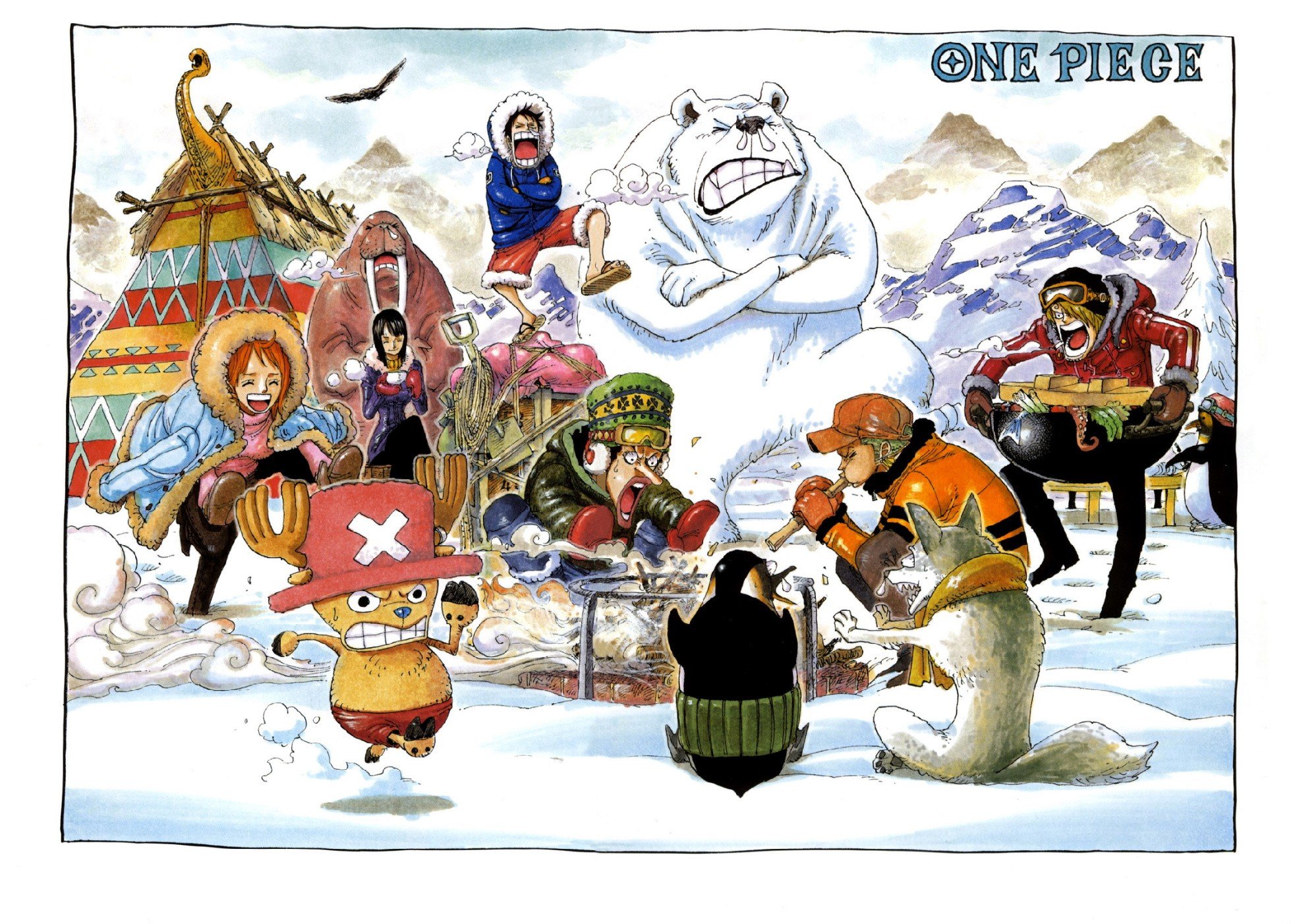 One Piece, Nami, Nico Robin, Sanji, Roronoa Zoro, Snow, Usopp, Tony Tony Chopper Wallpaper