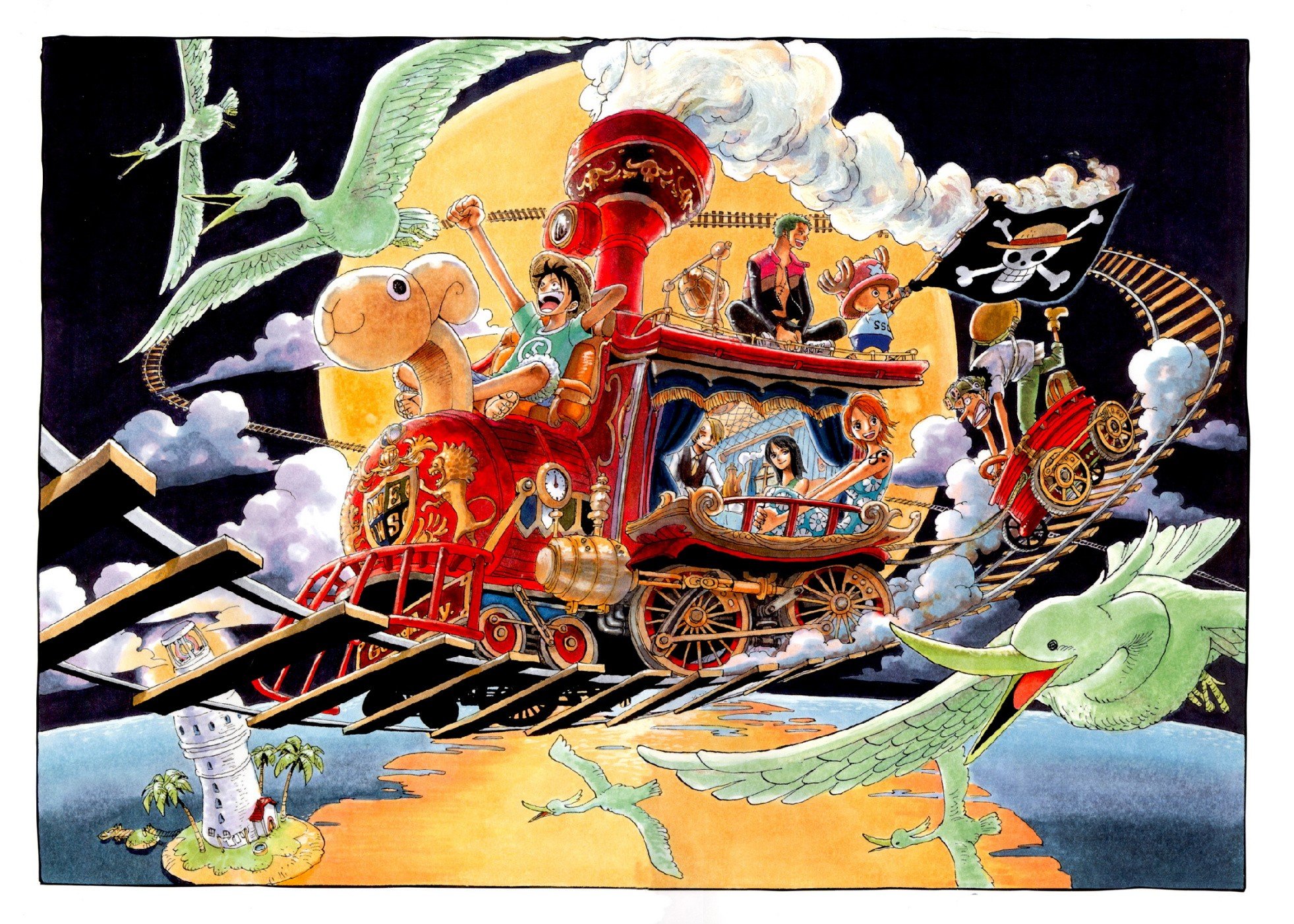 One Piece, Monkey D. Luffy, Nami, Nico Robin, Roronoa Zoro, Usopp, Sanji, Lighthouse Wallpaper