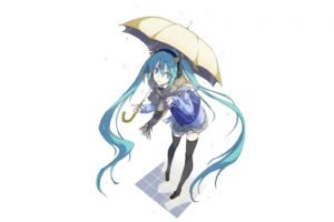Hatsune Miku, Vocaloid, Umbrella, Twintails