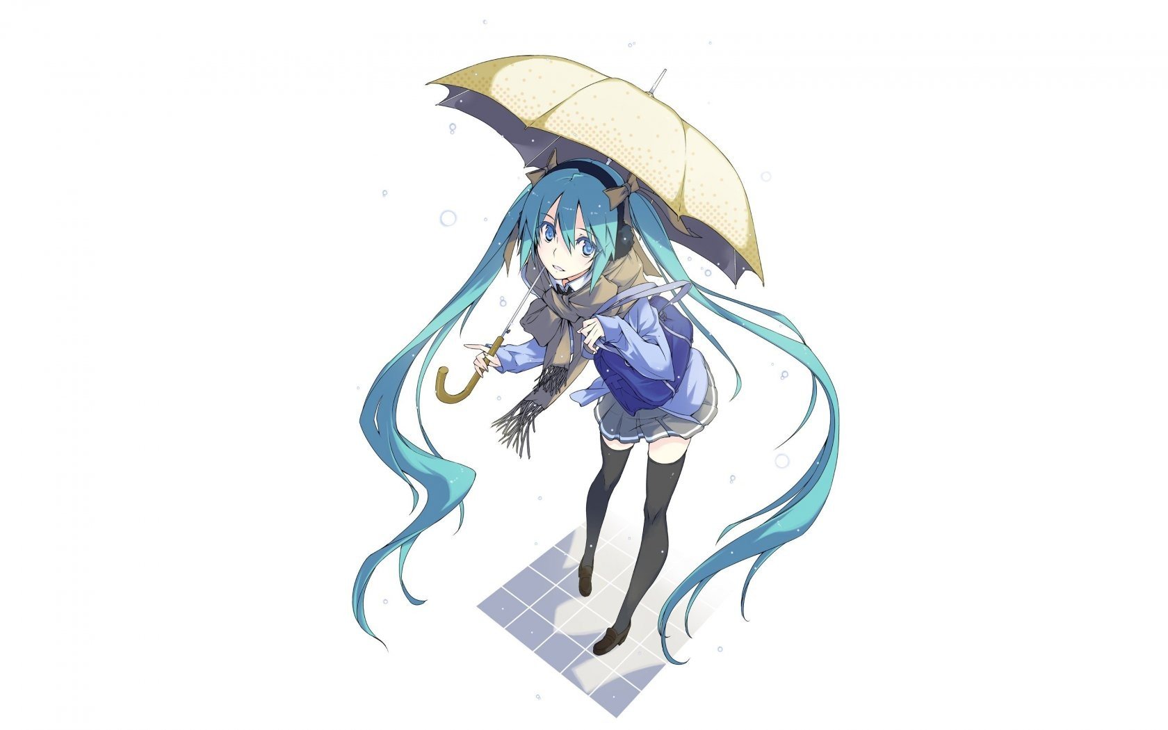 Hatsune Miku, Vocaloid, Umbrella, Twintails Wallpaper