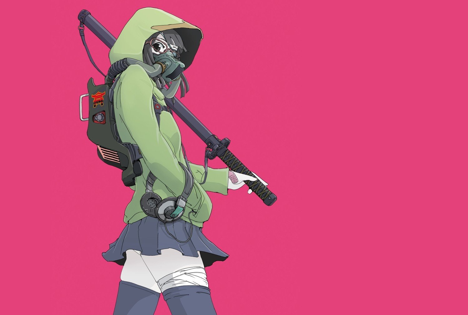anime girls, Anime, Original characters, Gas masks, Glasses Wallpaper