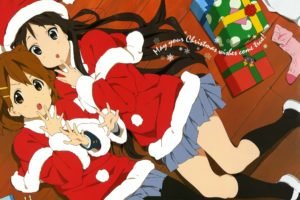 K ON!, Hirasawa Yui, Akiyama Mio, Anime, Anime girls, Christmas