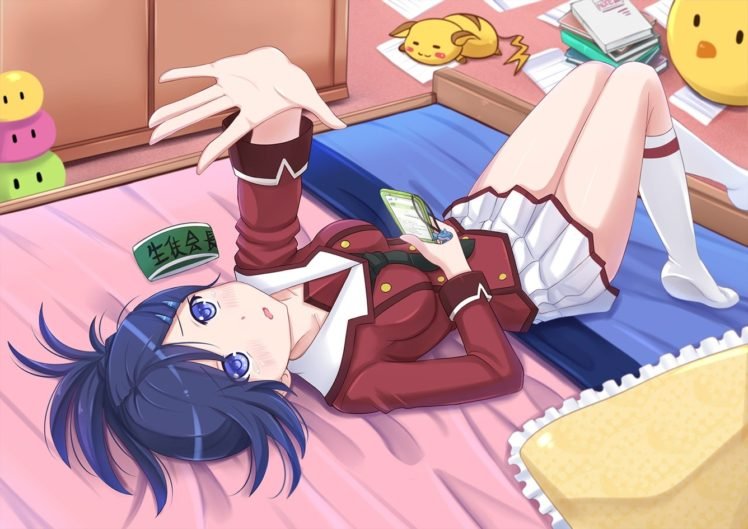 anime, Anime girls, Inou Battle wa Nichijou kei no Naka de, School uniform, Kudou Mirei, Pikachu HD Wallpaper Desktop Background
