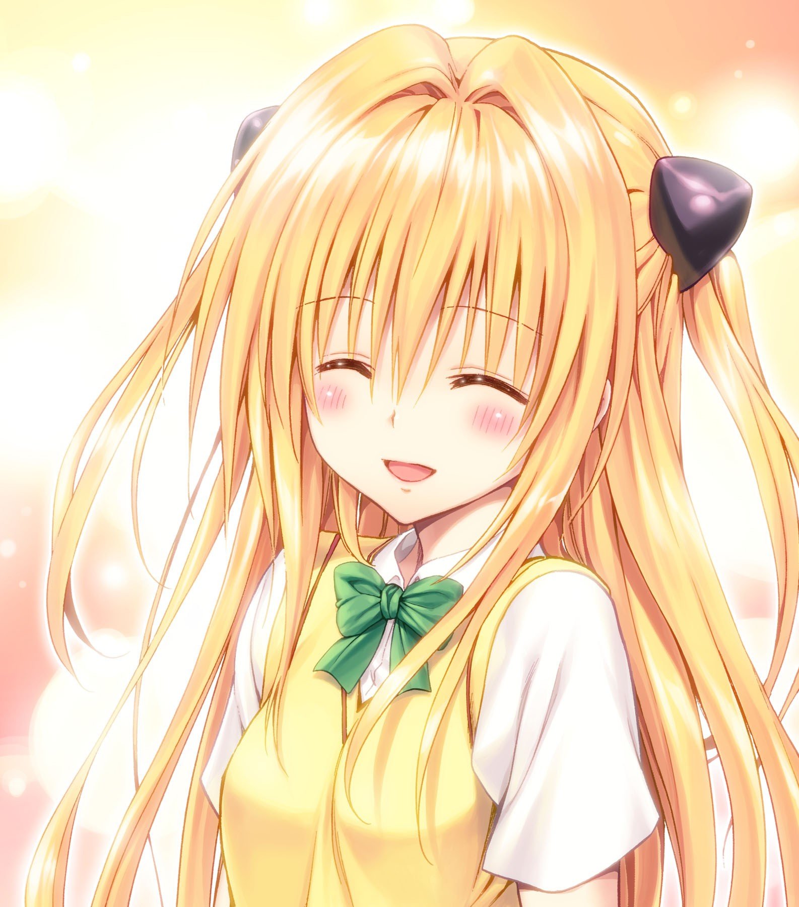 Golden Darkness, To Love ru, Blonde, School uniform, Long hair, Closed eyes,  Anime girls HD Wallpapers / Desktop and Mobile Images & Photos