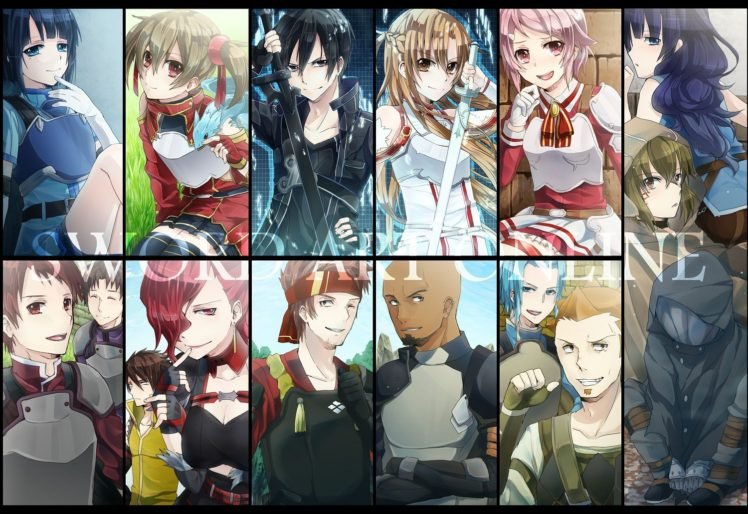 Sword Art Online, Kirigaya Kazuto, Yuuki Asuna, Ayano Keiko, Shinozaki Rika, Sachi, Mills Andrew Gilbert, Anime HD Wallpaper Desktop Background