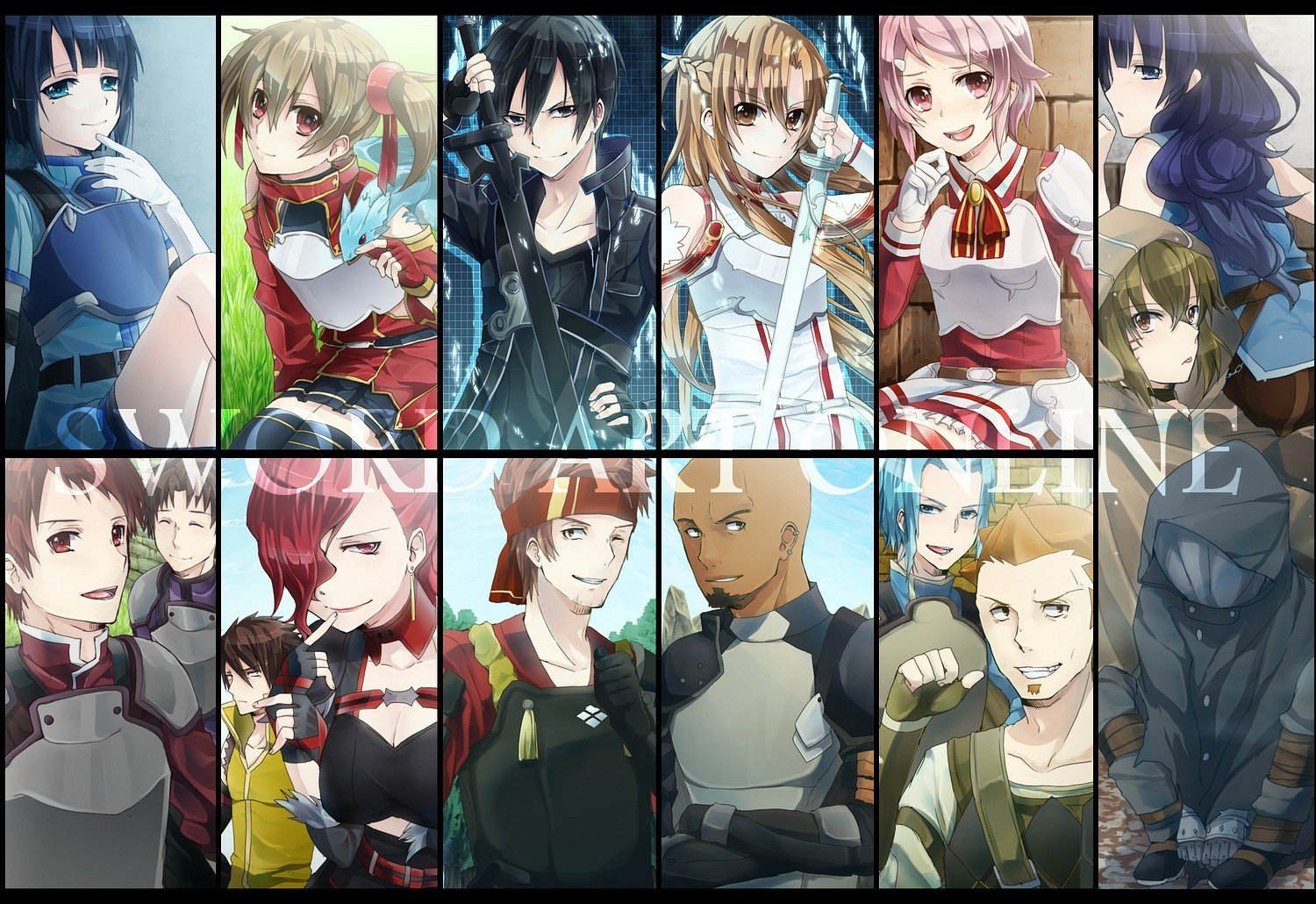 Sword Art Online, Kirigaya Kazuto, Yuuki Asuna, Ayano Keiko, Shinozaki Rika, Sachi, Mills Andrew Gilbert, Anime Wallpaper