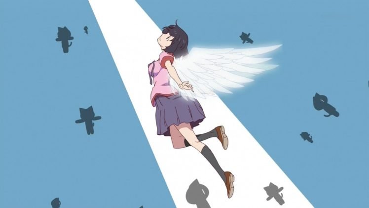 Monogatari Series, Hanekawa Tsubasa, School uniform, Wings HD Wallpaper Desktop Background