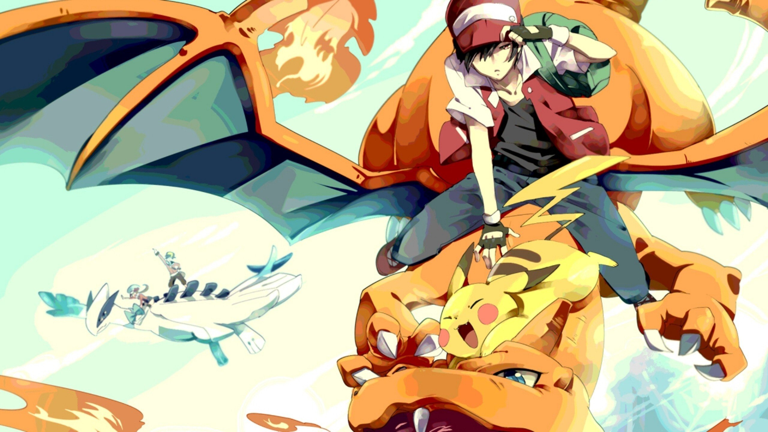 Pokemon, Red, Silver, Crystal, Charizard, Lugia Wallpaper