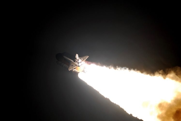 space shuttle, Launch, Night, Spaceship HD Wallpaper Desktop Background