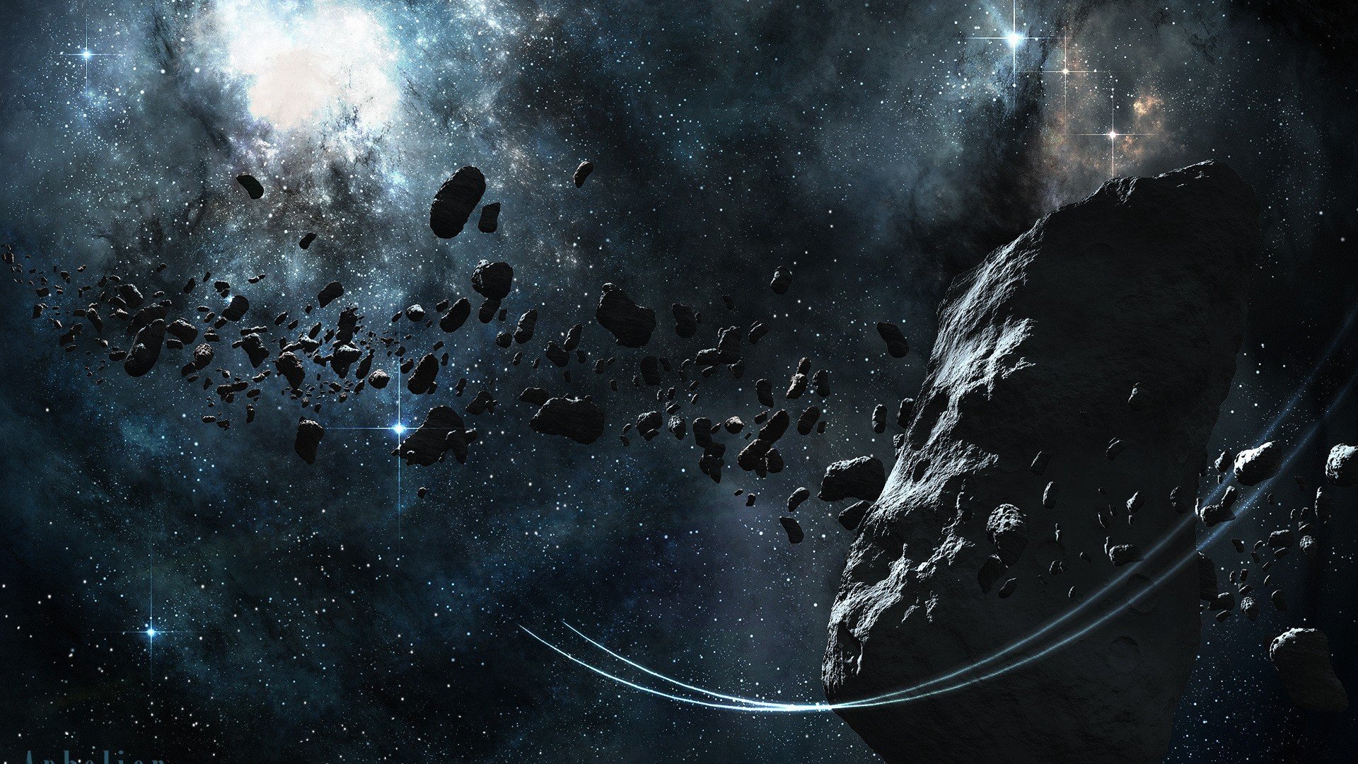 asteroid, Space art, Stars, Nebula, Space Wallpaper