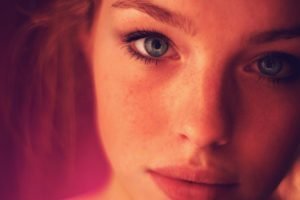 women, Blue eyes, Redhead, Face, Closeup