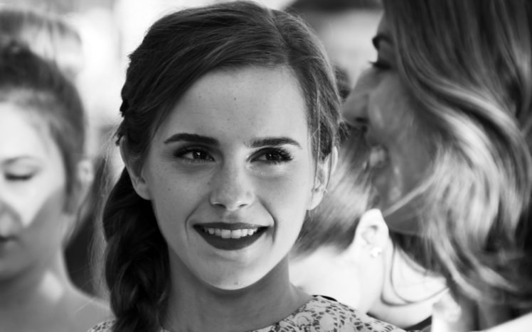 women, Emma Watson, Monochrome, Face, Braids HD Wallpaper Desktop Background