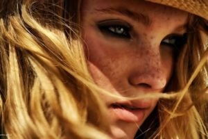 women, Face, Photo manipulation, Freckles, Blonde