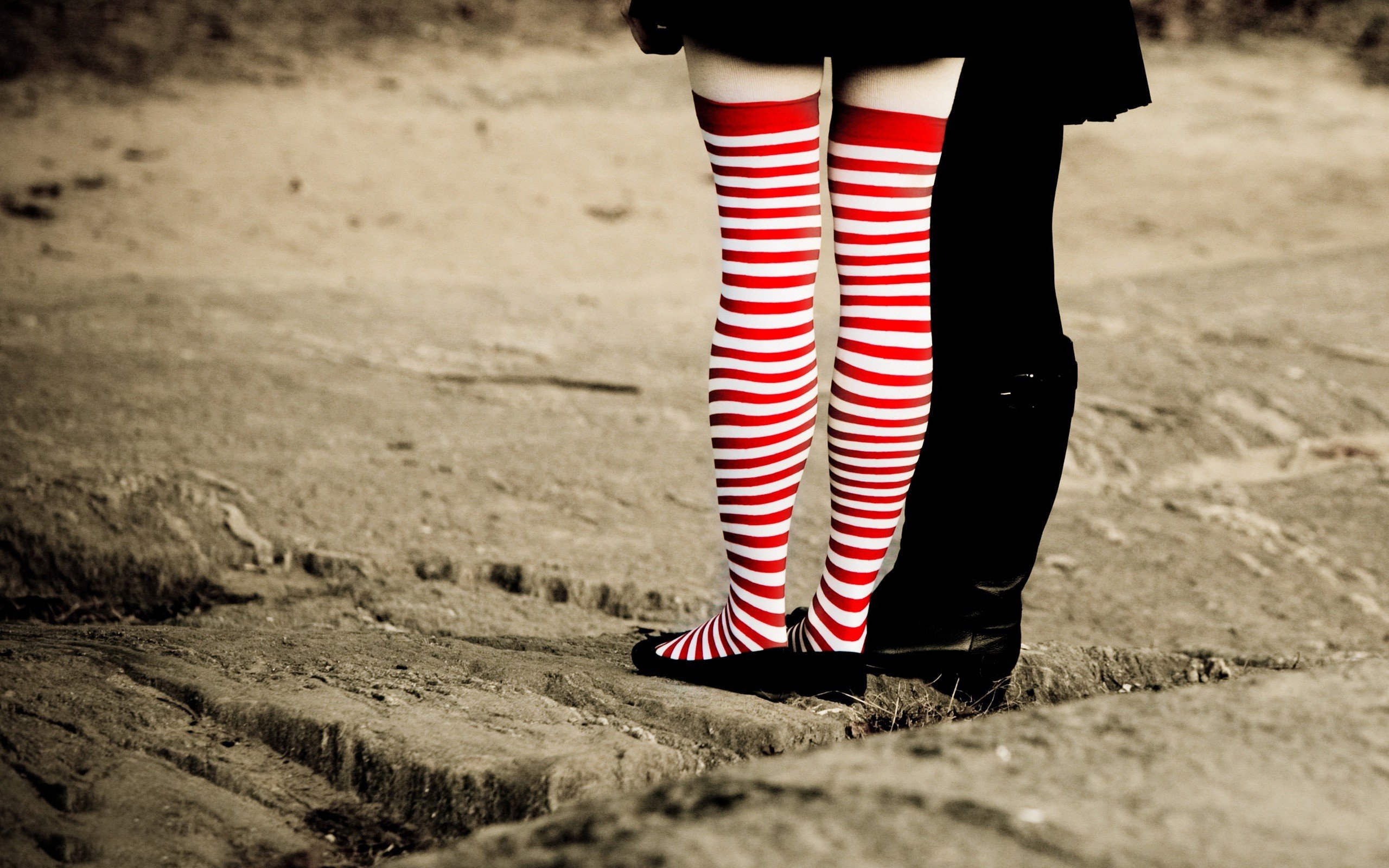 women, Striped socks Wallpaper