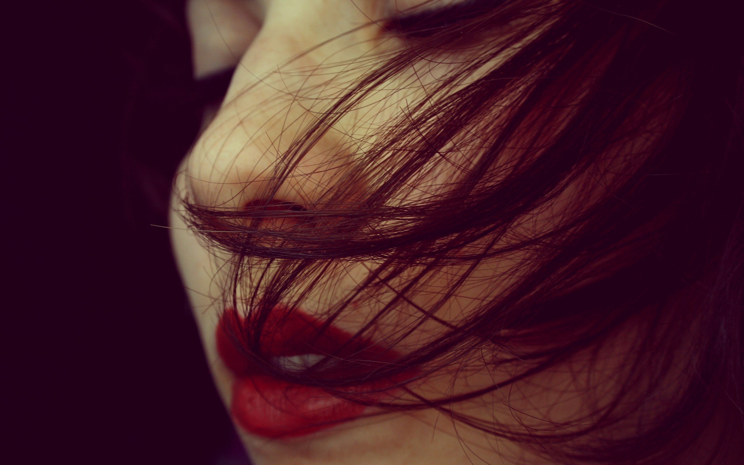 lips, Closed eyes, Women, Face, Closeup, Redhead Wallpaper