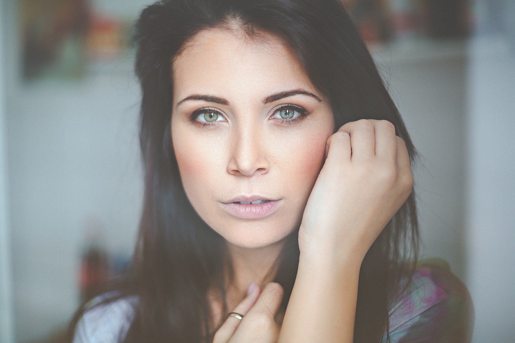 women, Model, Brunette, Green eyes, Face Wallpaper