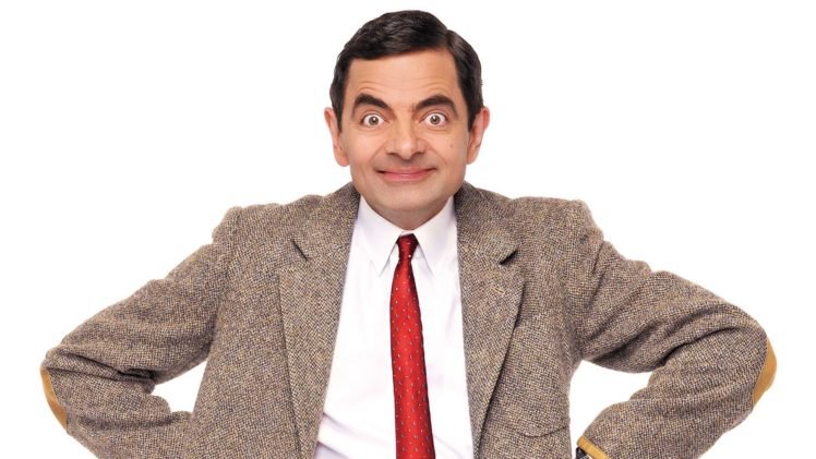men, Actor, Rowan Atkinson, Mr. Bean, Smiling, Suits, Tie, White background HD Wallpaper Desktop Background