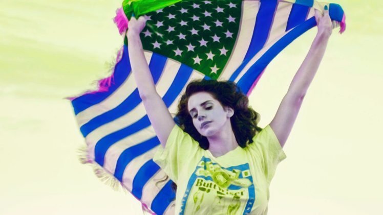 Lana Del Rey, Flag, Women, T shirt, Photo manipulation HD Wallpaper Desktop Background