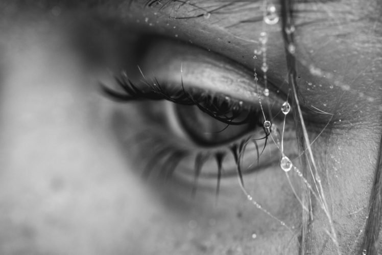 macro, Face, Eyes, Water drops HD Wallpaper Desktop Background