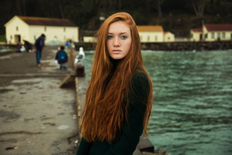 redhead, Freckles, Women, Long hair HD Wallpaper Desktop Background
