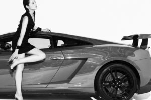 Masami Nagasawa, Women with cars, Black clothing, Asian, Women, Lamborghini, Lamborghini Gallardo