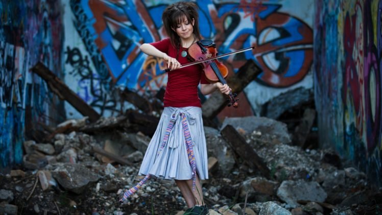 Lindsey Stirling, Women, Violin, Skirt HD Wallpaper Desktop Background