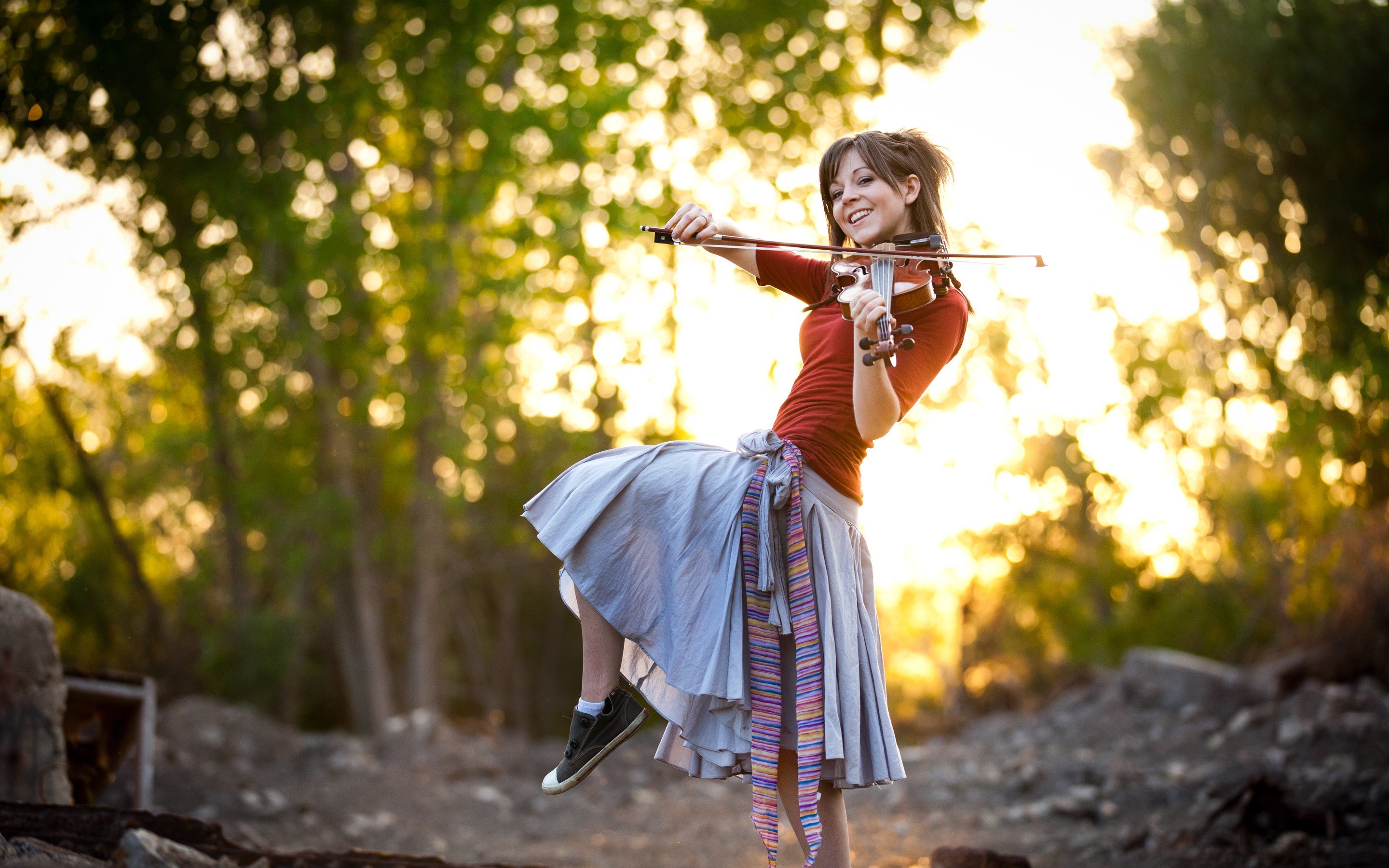 Lindsey Stirling, Women, Violin, Skirt Wallpaper