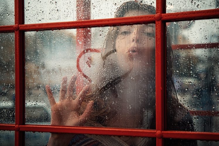 women, Water drops, Water on glass, Window, Hearts HD Wallpaper Desktop Background