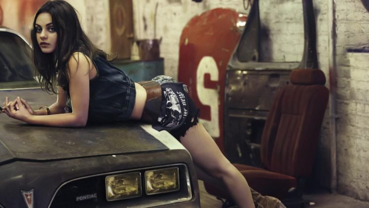 Mila Kunis, Women with cars, Brunette, Actress, Garages HD Wallpaper Desktop Background