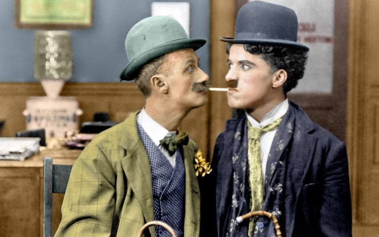 Charlie Chaplin, Colorized photos HD Wallpaper Desktop Background