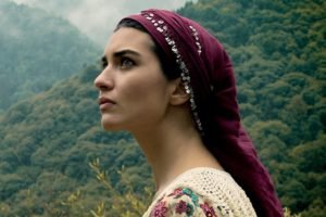 women, Tuba Büyüküstün, Brunette, Women outdoors, Actress, Scarf, Looking away