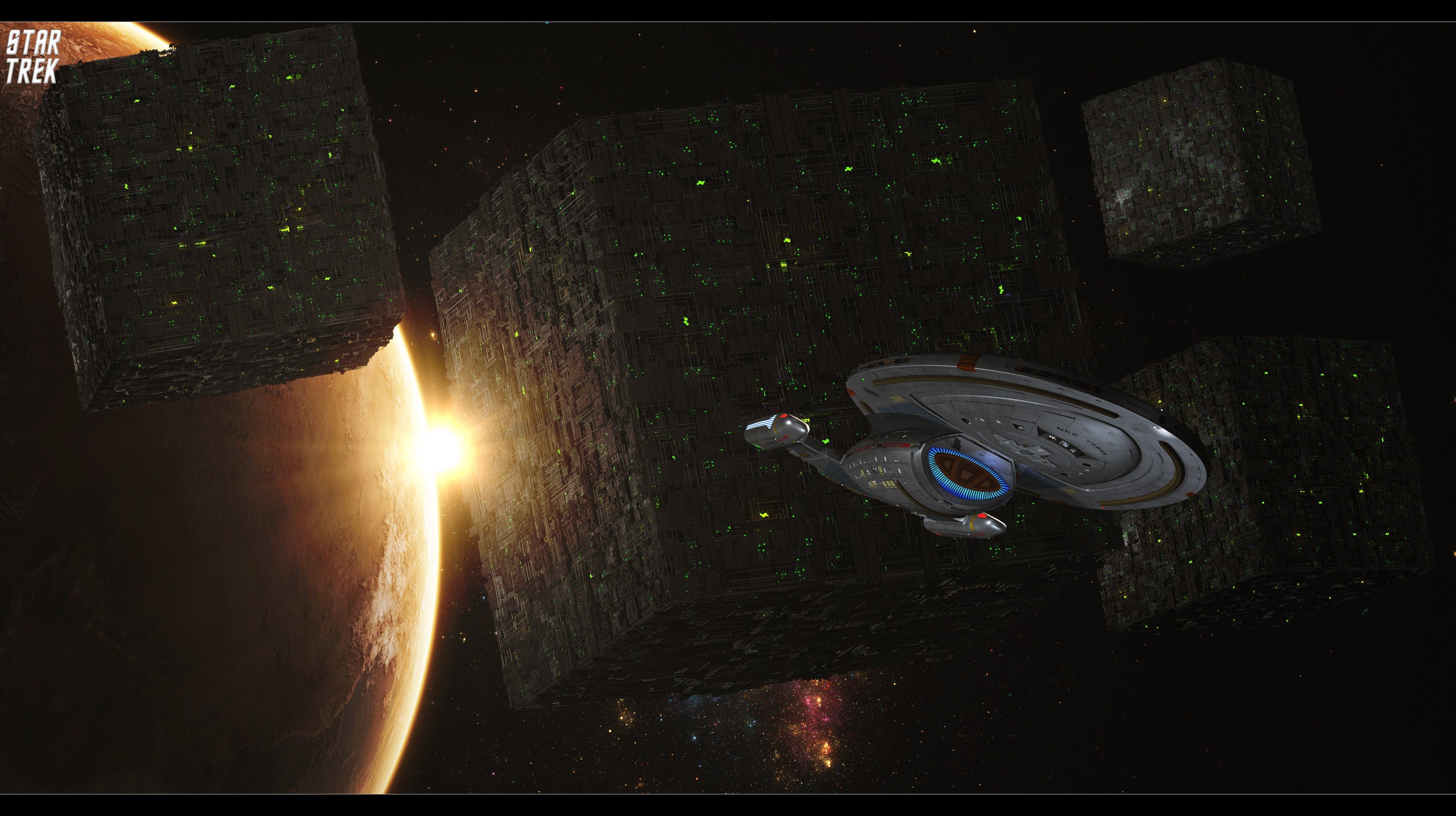 Star Trek, USS Voyager, Borg, Space Wallpaper