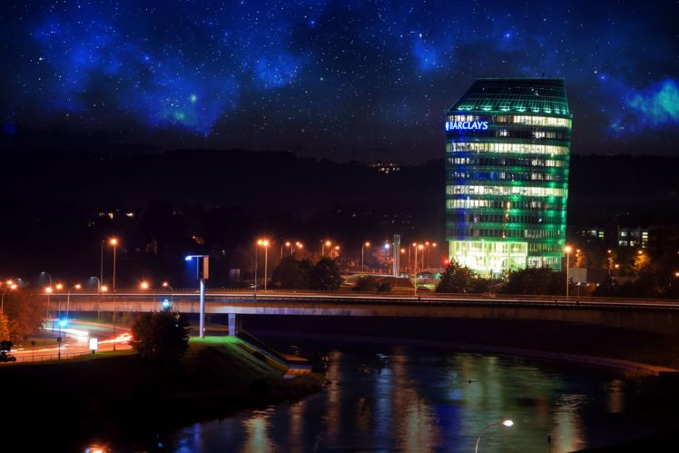 Vilnius, Nebula, Space, City, Evening, Photo manipulation, Long exposure HD Wallpaper Desktop Background
