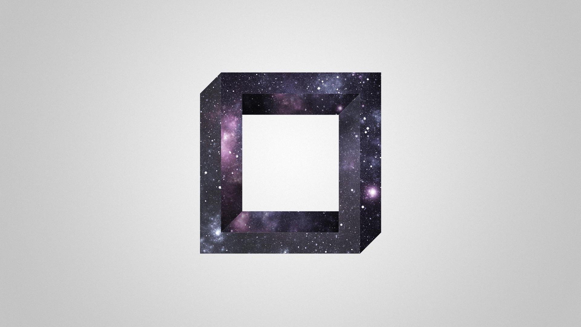 universe, Square, Optical illusion, Simple background, 3d object Wallpaper