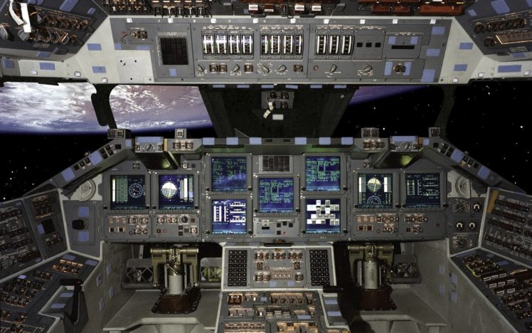 cockpit, Space, Spaceship, Stars, Earth, Space shuttle HD Wallpaper Desktop Background