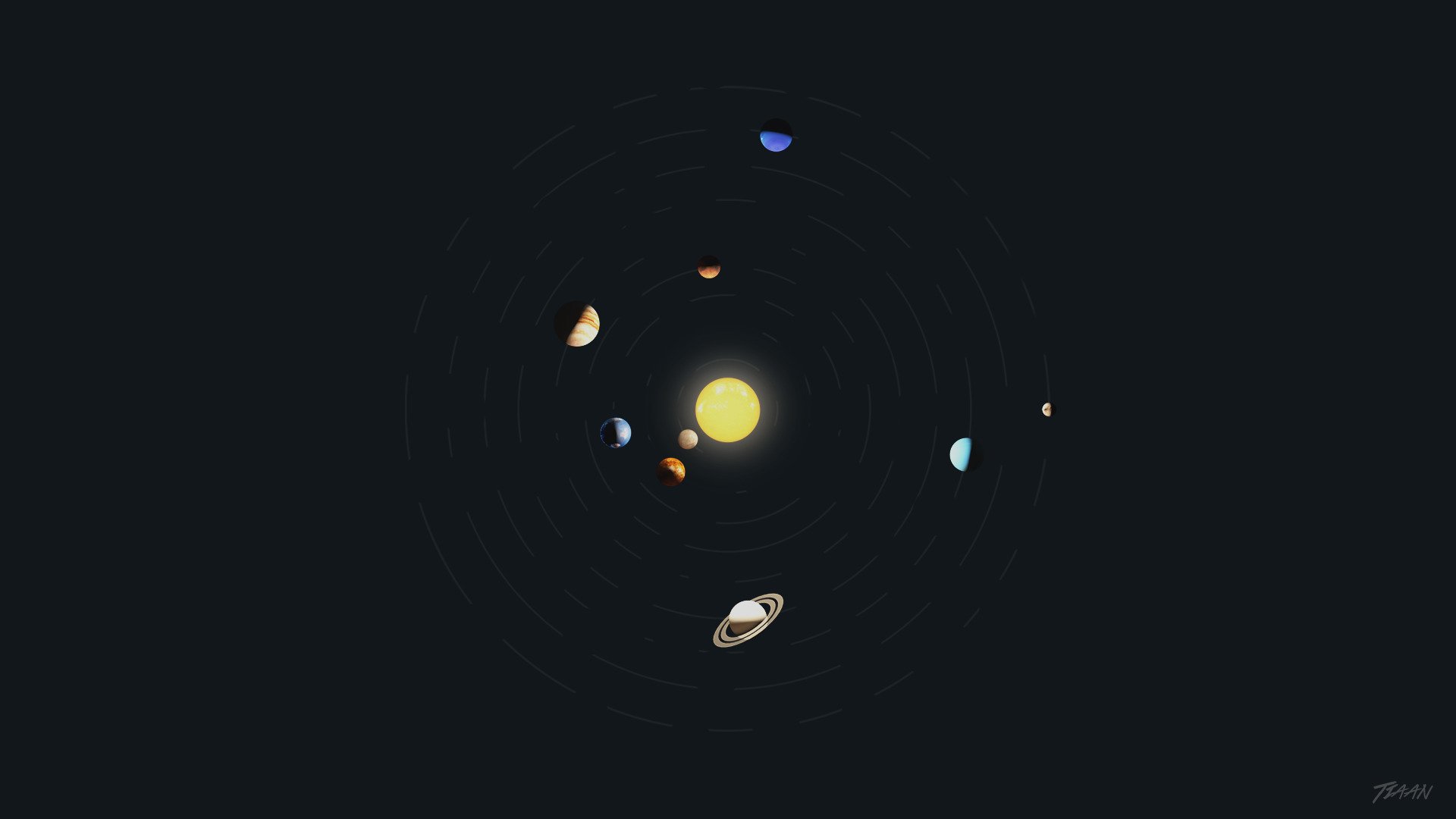 Solar System, Minimalism, Space art, Planet, Photoshop, Cinema 4D, Earth HD  Wallpapers / Desktop and Mobile Images & Photos