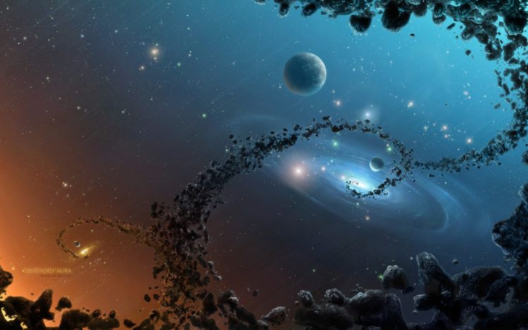 space, Asteroid, CG render, Planet, Moon, Galaxy HD Wallpaper Desktop Background