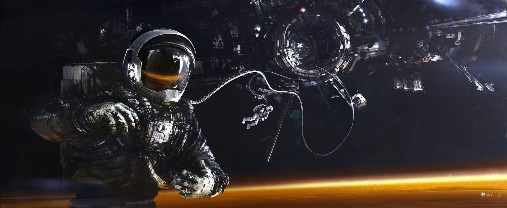 astronaut, Universe, Futuristic, Science fiction Wallpaper