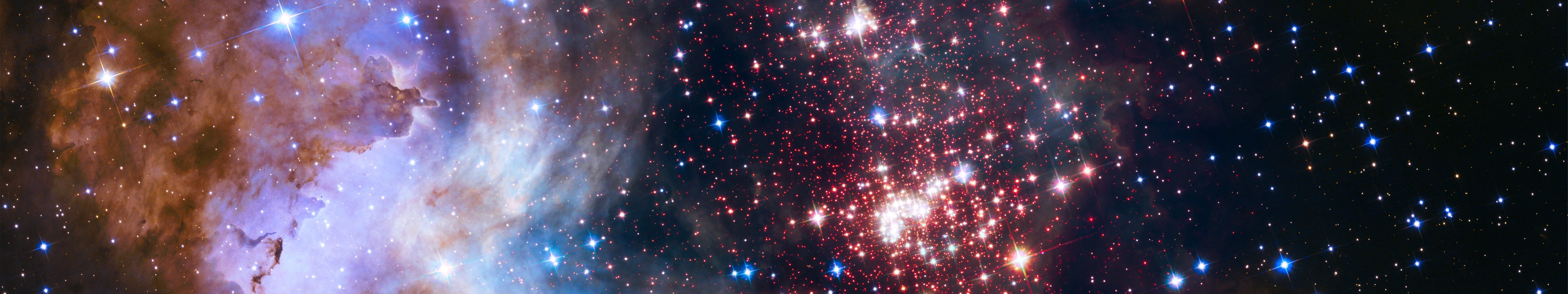 ESA, Space, Galaxy, Suns, Stars, Hubble Deep Field, Westerlund 2, Nebula, Multiple display, Triple screen Wallpaper